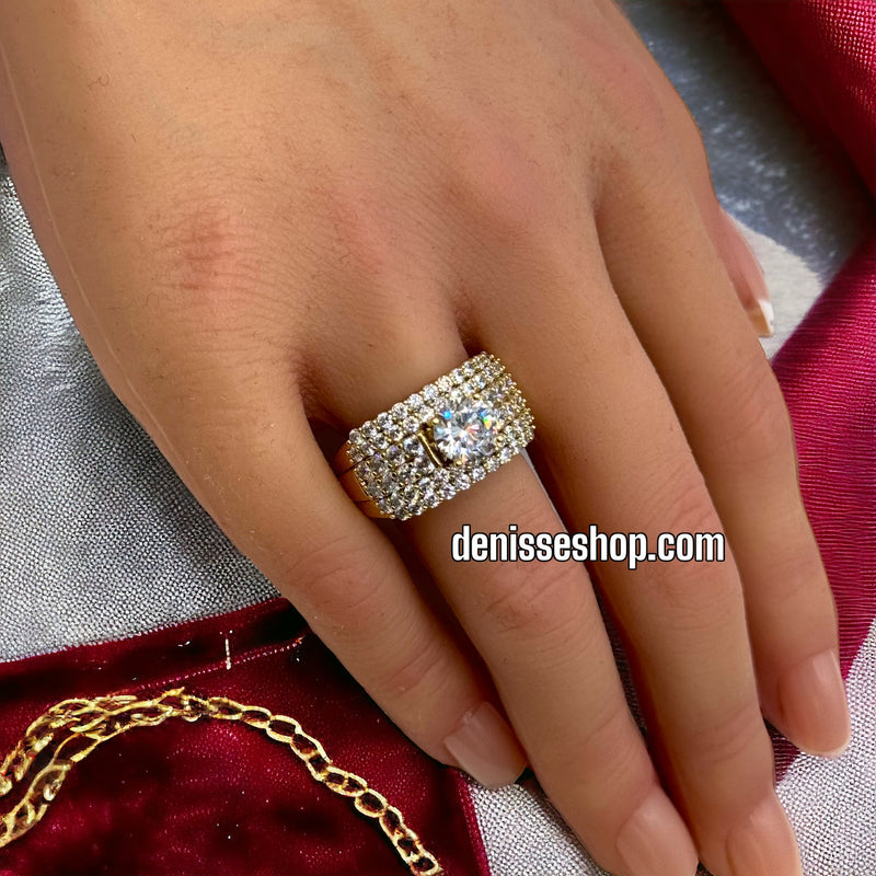 14K WHITE STONE RING RG131