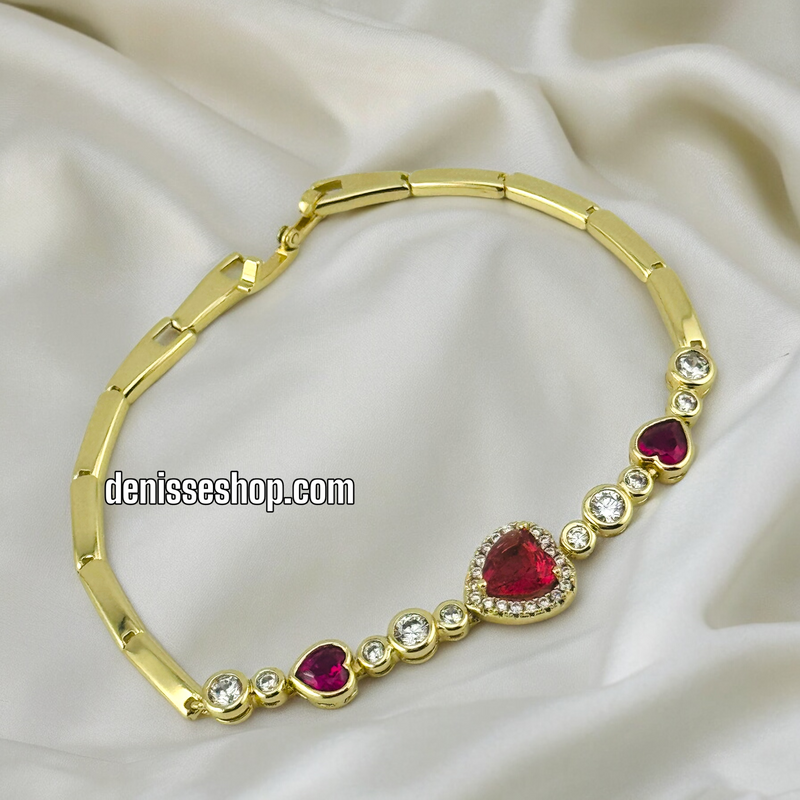 14K RED HEART STONE BRACELET BR423