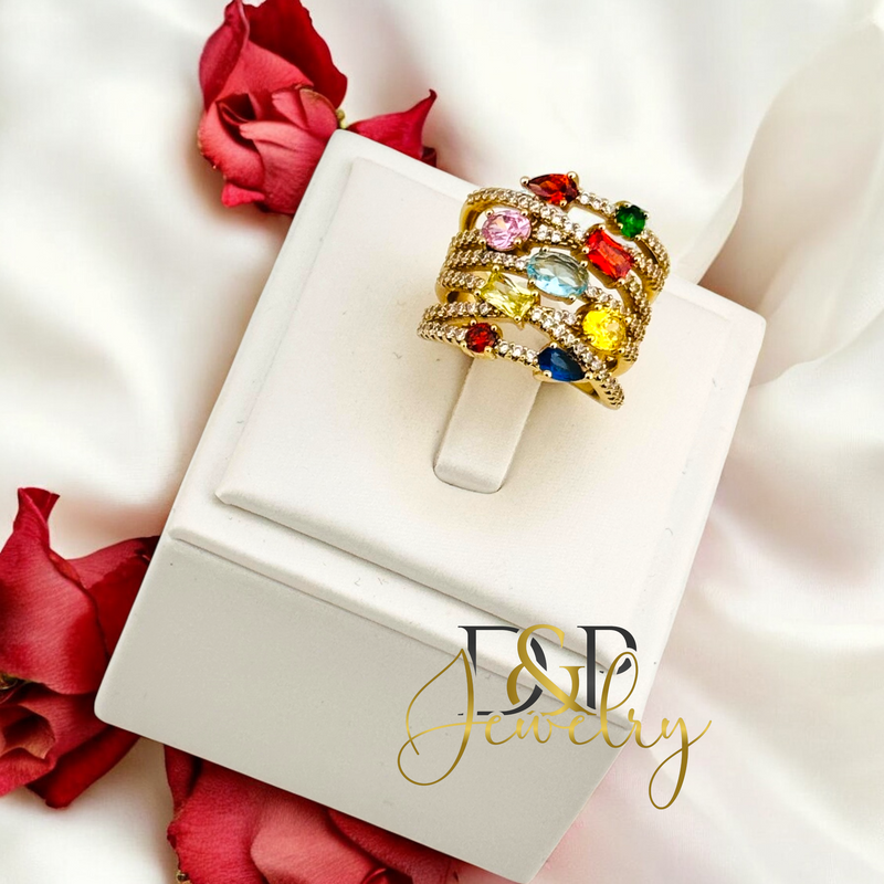 14K COLORFUL CHUNKY RING RG383
