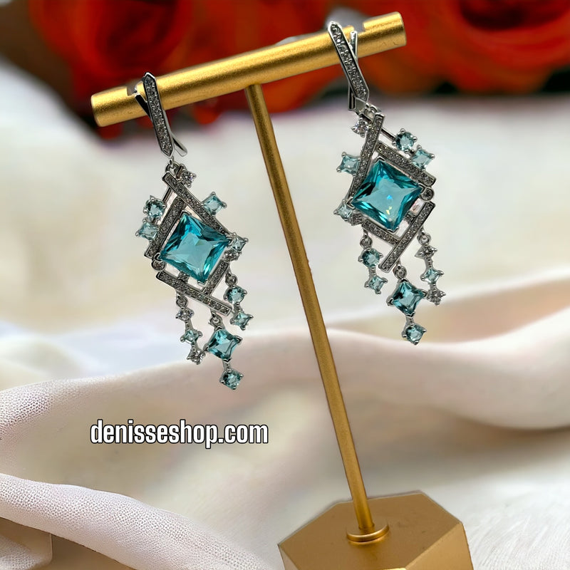 Silver Blue Stone Earrings E336