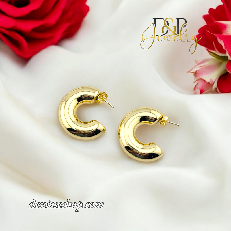 14K FLUFY GOLD HOOPS HP619