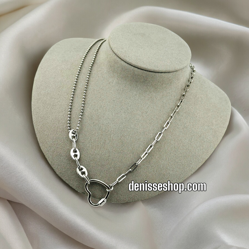 SILVER HEART NECKLACE  18&