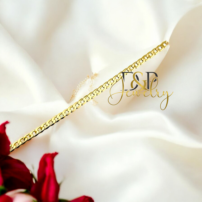 14K 4MM FIGARO ANKLET BRACELET A37
