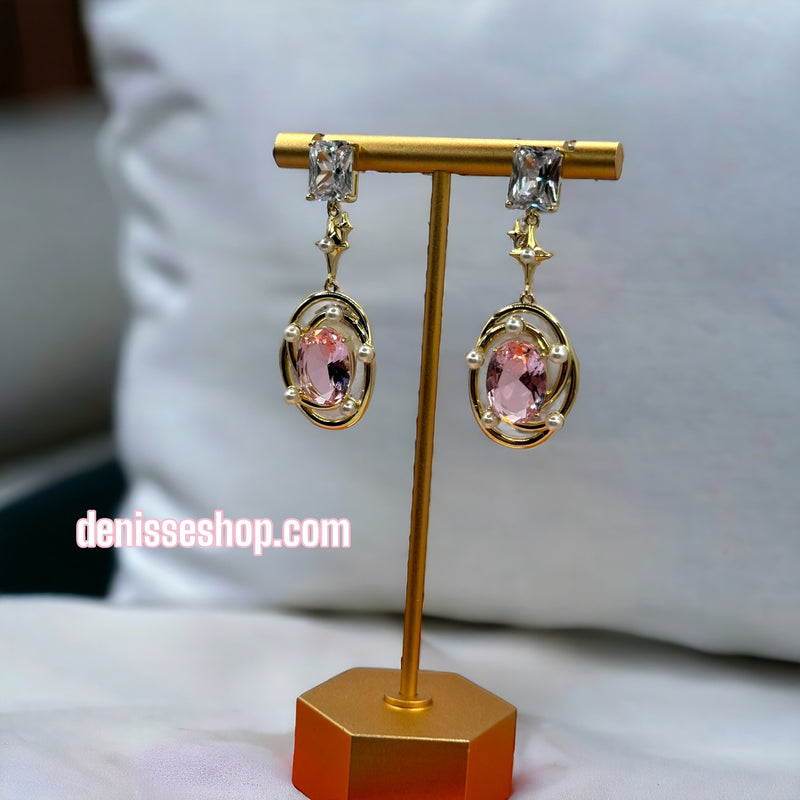 14k Pink Stone Earrings E242