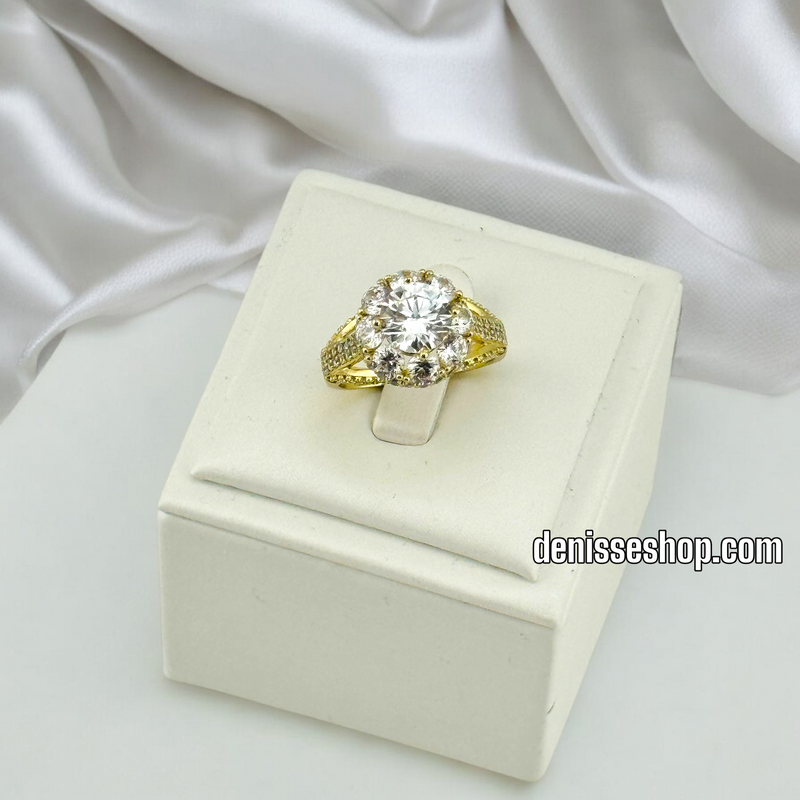 14K GOLD/ WHITE STONE FASHION RING RG263