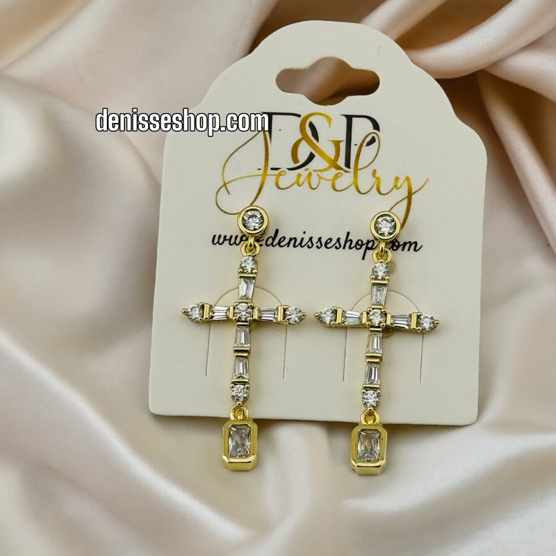 14K CROSS EARRINGS E526