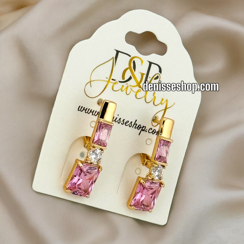 18K PINK STONE EARRINGS E547