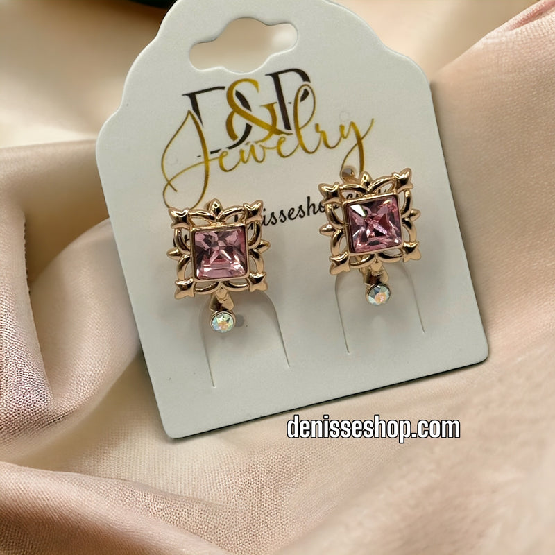 18k Pink Stone Earrings E329