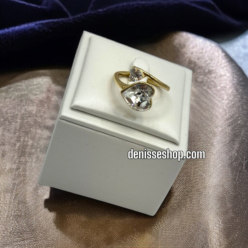 14K WHITE HEART OPEN RING RG143