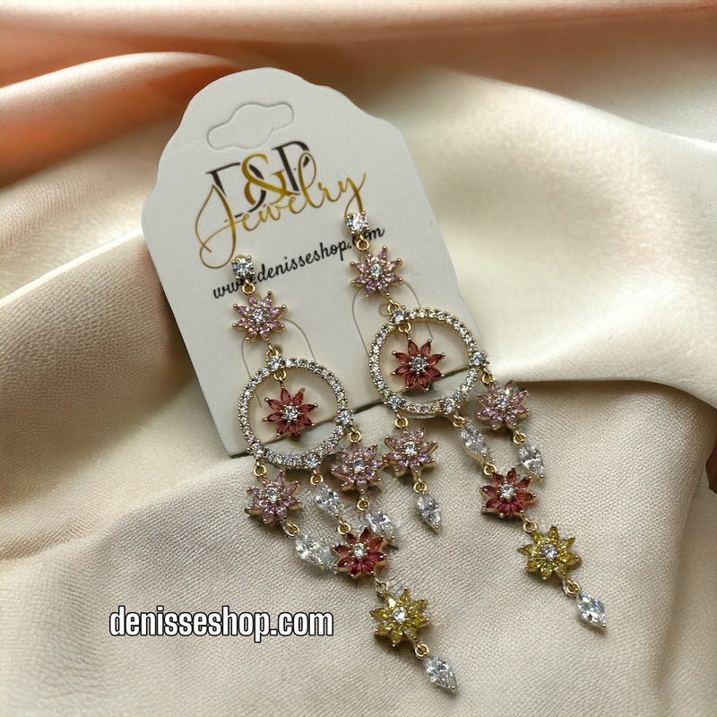 18K PINK AND WHITE EARRINGS E369