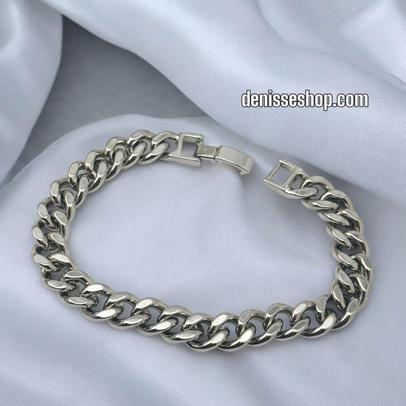 DIAMONDS CUBAN SILVER BRACELET BR629