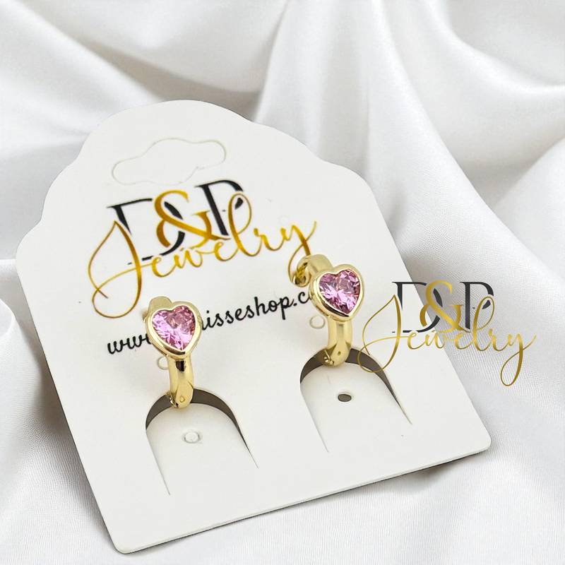 14K SMALL HEART HOOP EARRING HP786