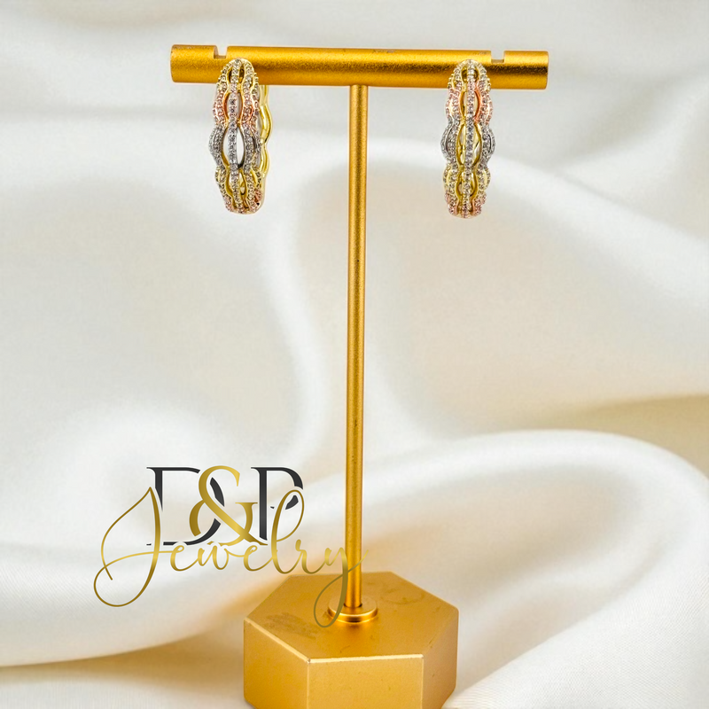 14K FASHION TRICOLOR HOOP HP718