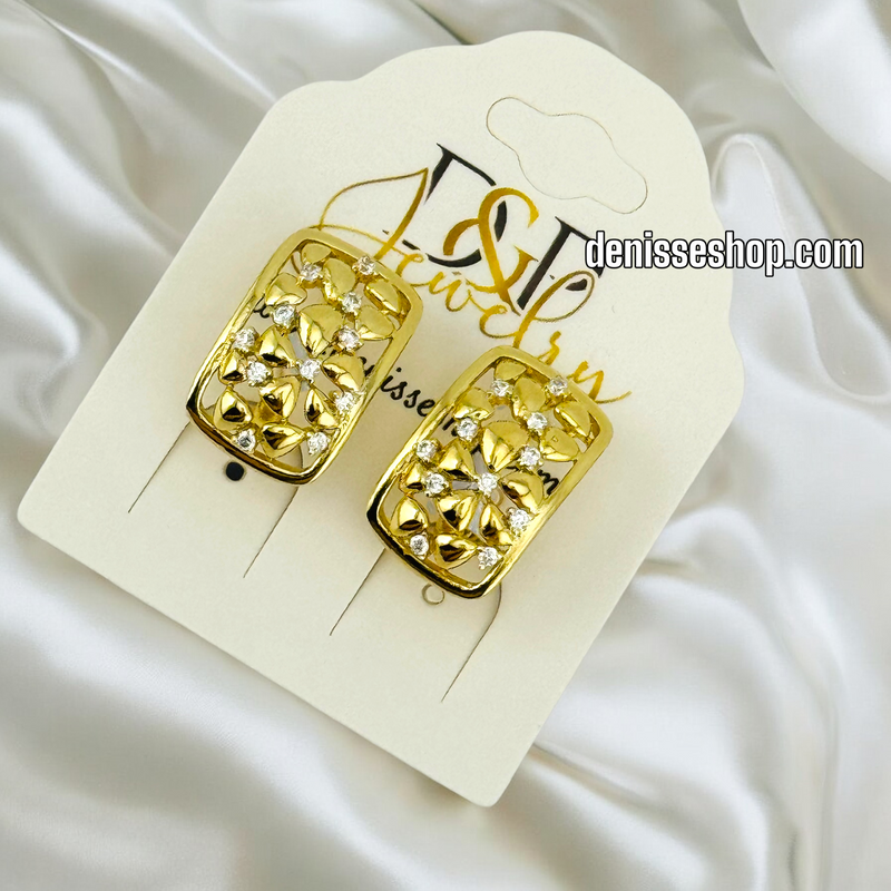 14K GOLD / WHITE STONE HUGGIES EARRING E675