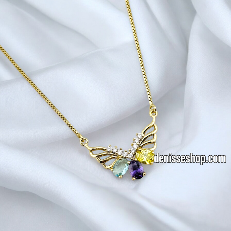 14K MULTICOLOR BUTTERFLY NECKLACE N224