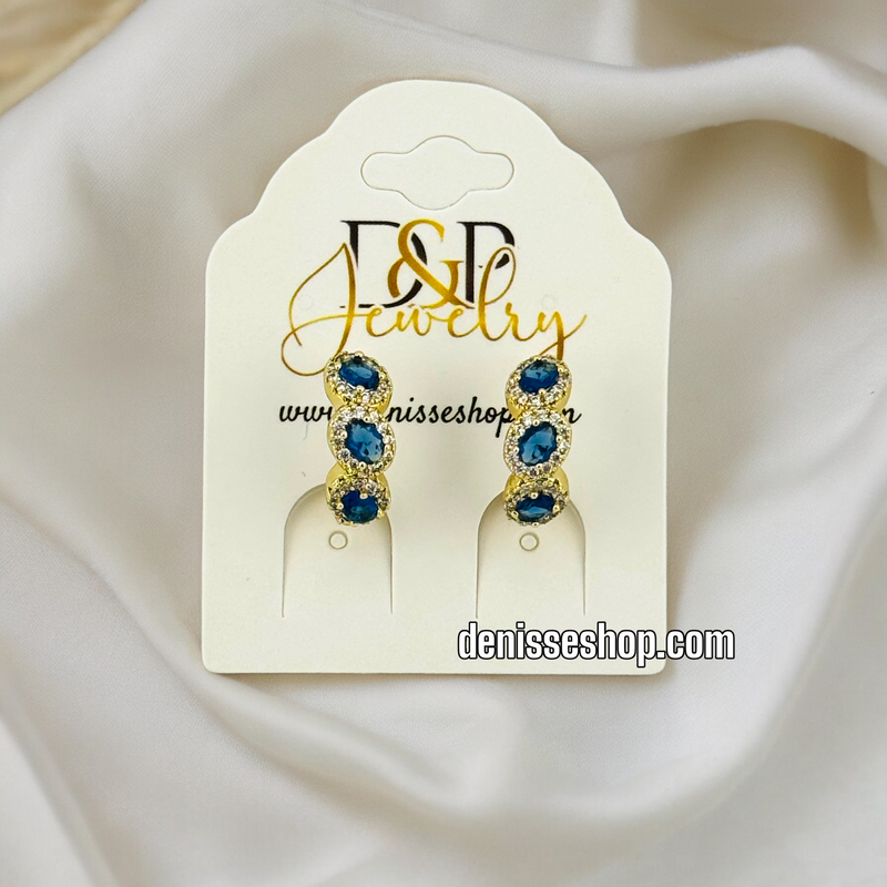 14K BLUE STONE HOOPS HP426