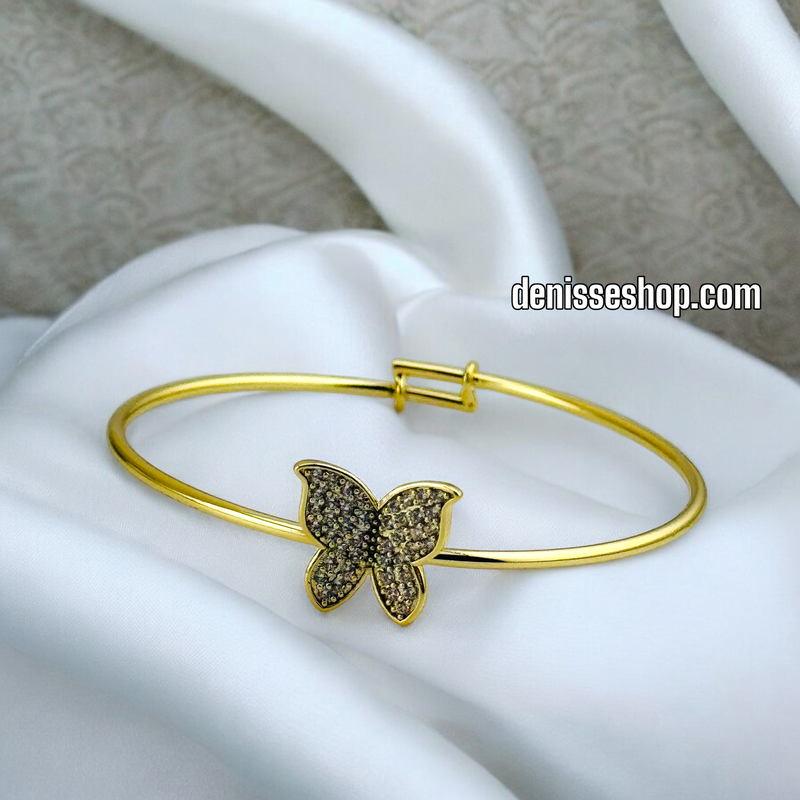 14K / GIRL WHITE STONE BUTERFLY BRACELET BR532