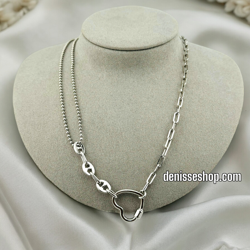 SILVER HEART NECKLACE  18&