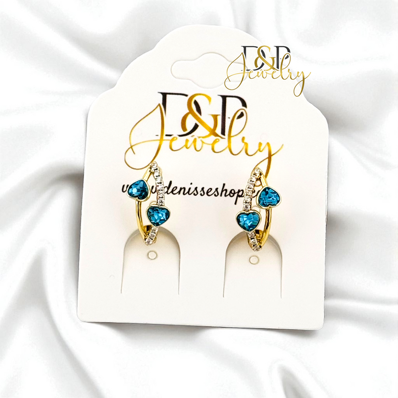 14K BLUE HUGGIE EARRING E1041