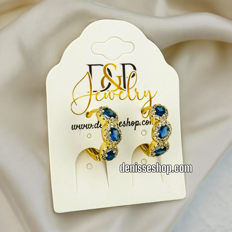 14K BLUE STONE HOOPS HP426