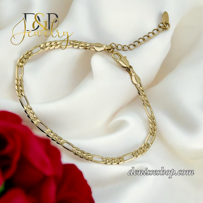 14K FIGARO 3MM BRACELET BR673