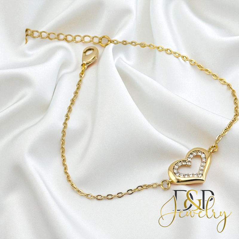 14K HEART THIN BRACELET BR798
