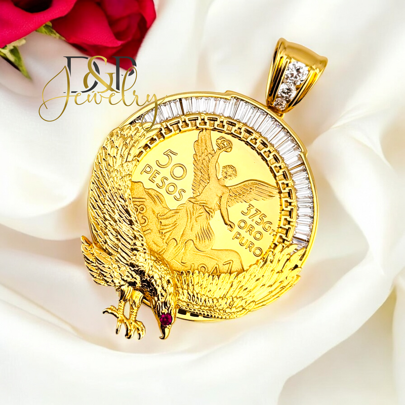 14K BIG COIN EAGLE CENTENARY PENDANT P788