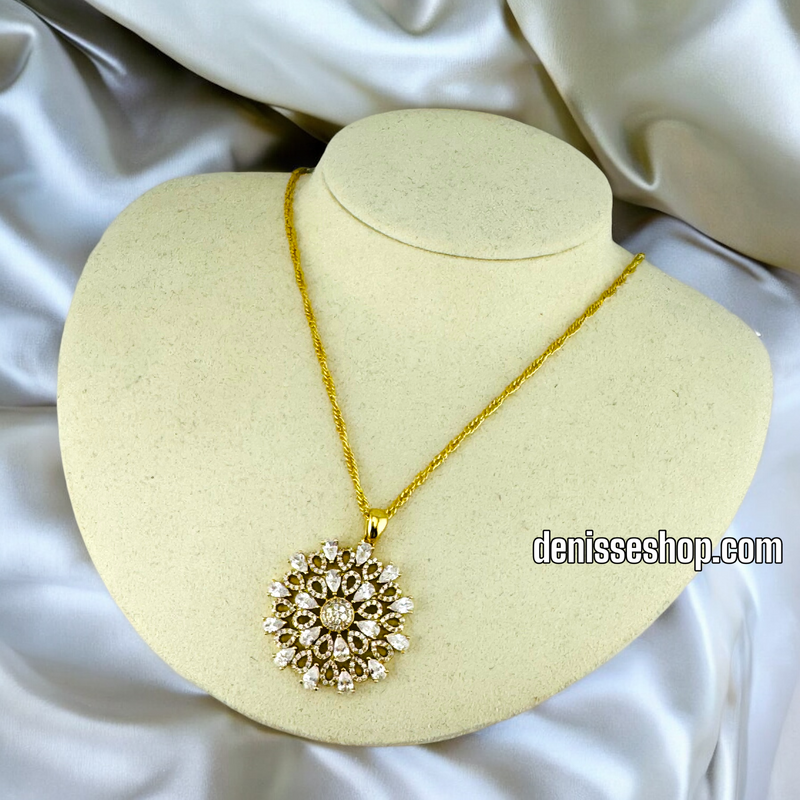 14K / WOMEN / ZIRCONIA SUN FLOWER NECKLACE N119