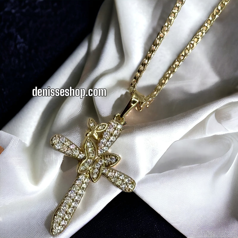 14K BUTTERFLY CROSS P291