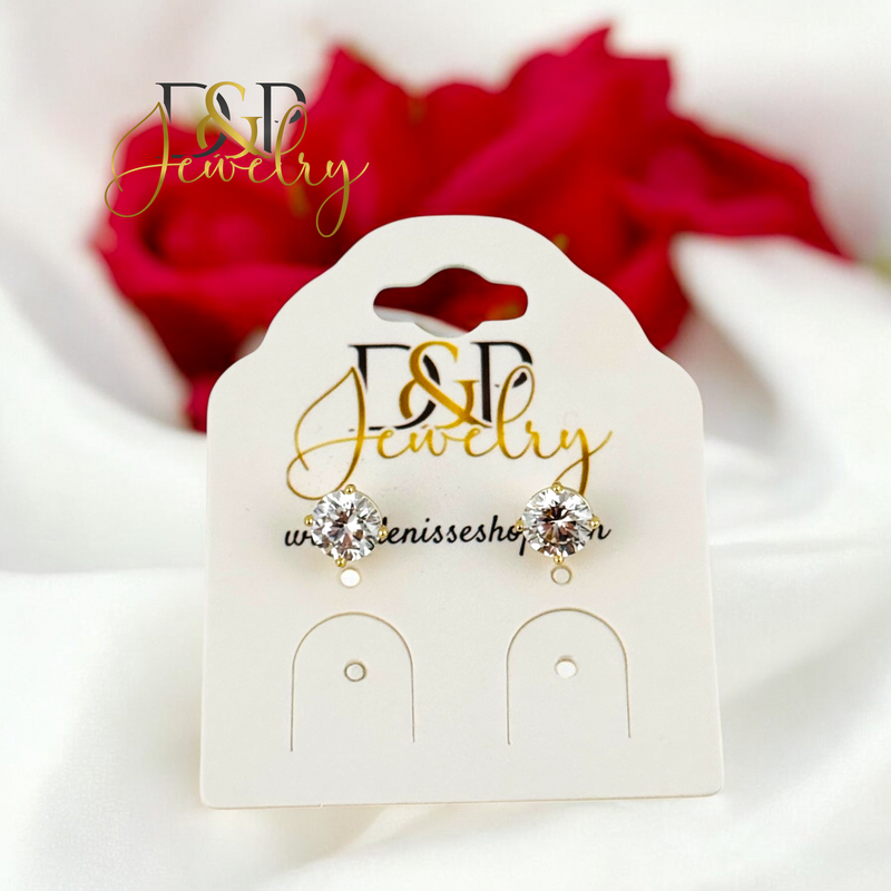 14K ZIRCON WHITE STONE EARRING E895