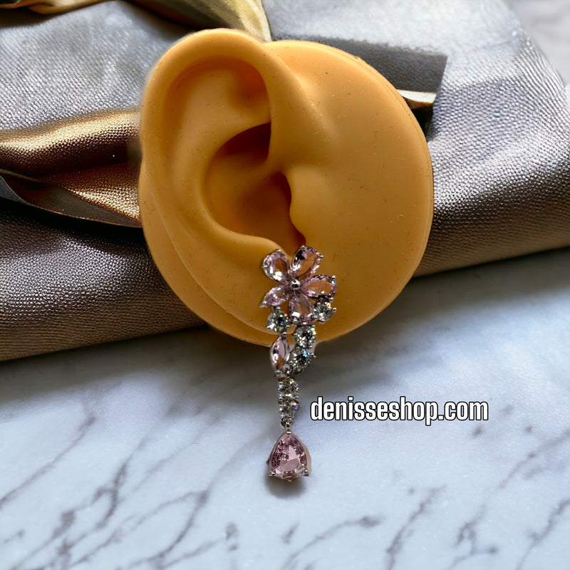 PINK STONE FLOWER EARRING E267