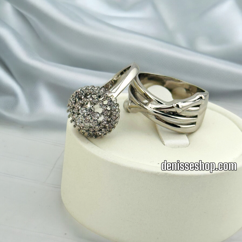 14K WOMEN/SILVER FASHION DOUBLE RING RG322