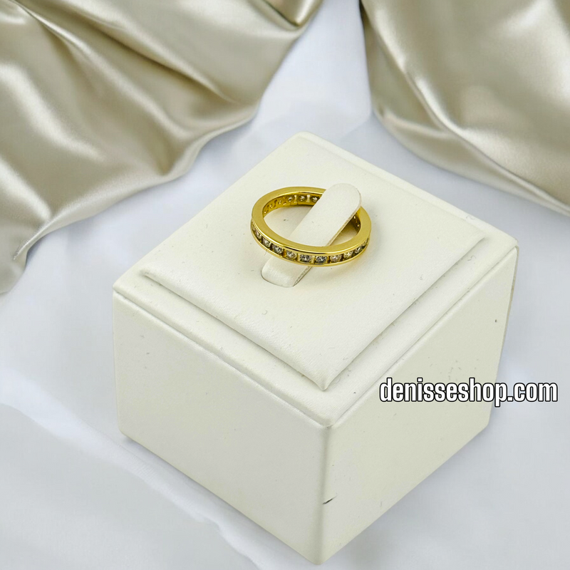 14K GOLD/ WHITE STONE FASHION THIN  RING RG252