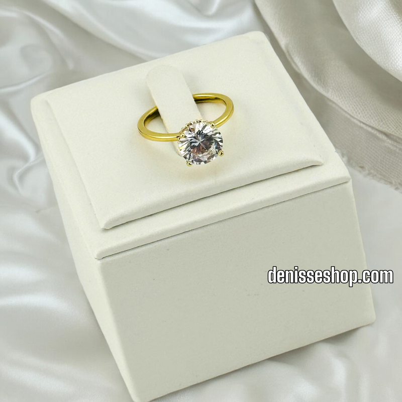 14K GOLD/ WHITE SINGLE STONE FASHION RING RG254