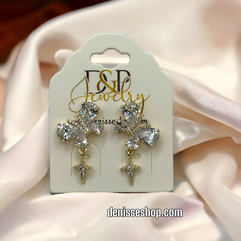 14K WHITE BUTTERFLY EARRINGS E356