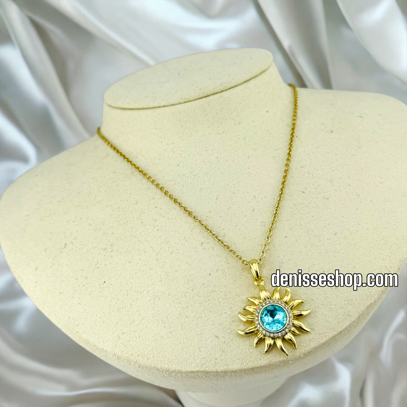 14K / WOMEN LIGHT BLUE SUN NECKLACE N108