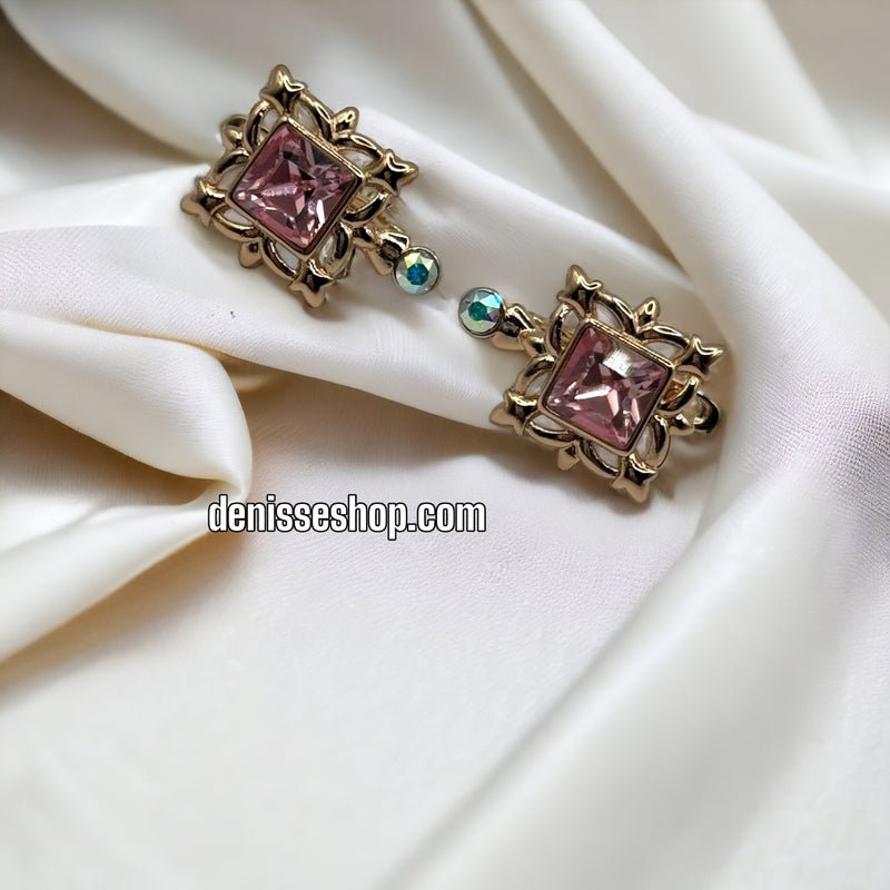 18k Pink Stone Earrings E329