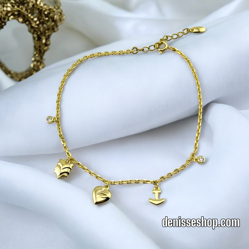 14K HEARTS ANKLET BRACELET A12