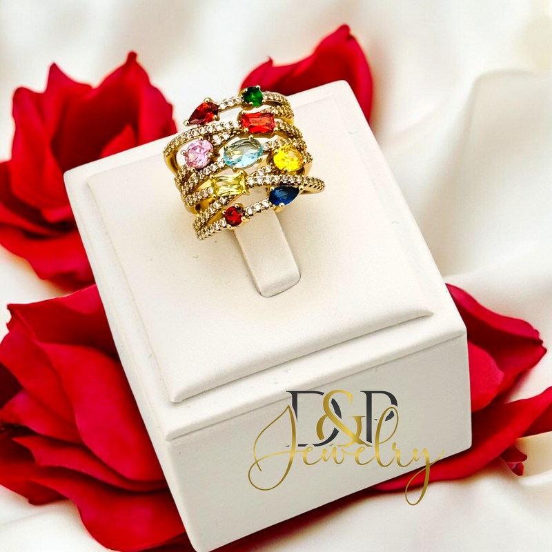 14K COLORFUL CHUNKY RING RG383