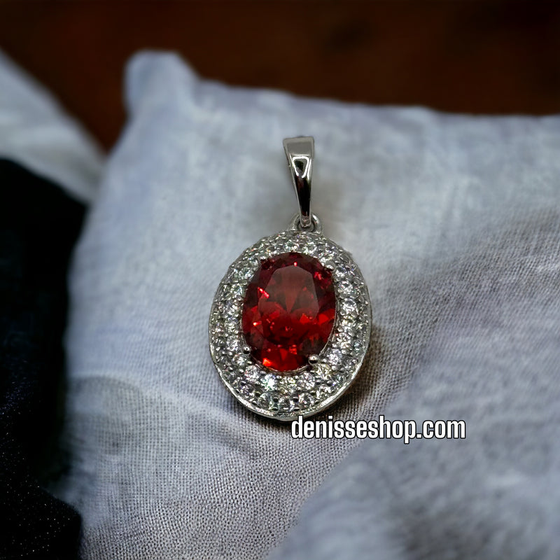 SILVER RED STONE PENDANT P225 (Chain not included)