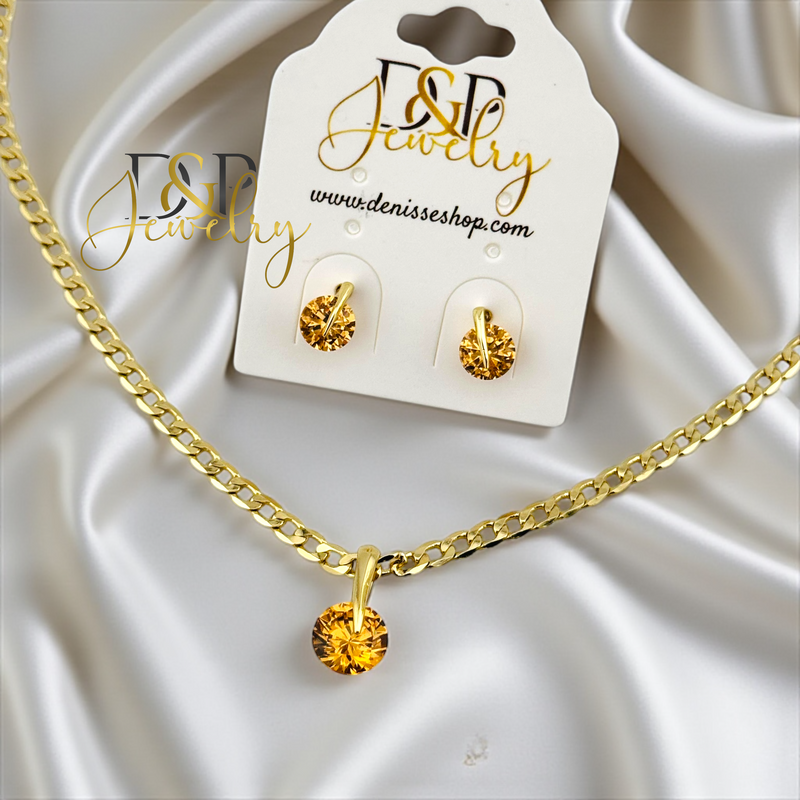 14K CHAMPAGNE NECKLACE SET N272