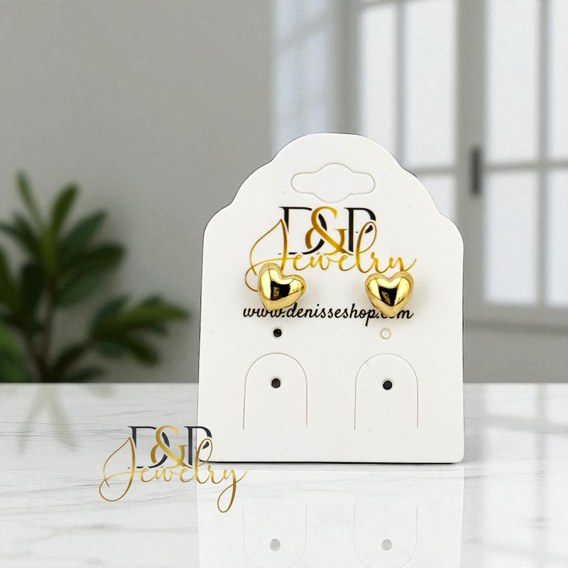 14K TINY HEART WHITE EARRING E897
