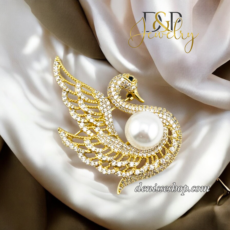 14K SWAN BROOCH PIN P716