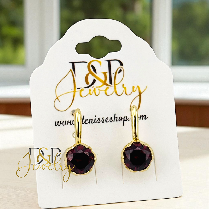 14K DROP STONE HUGGIE EARRING E940