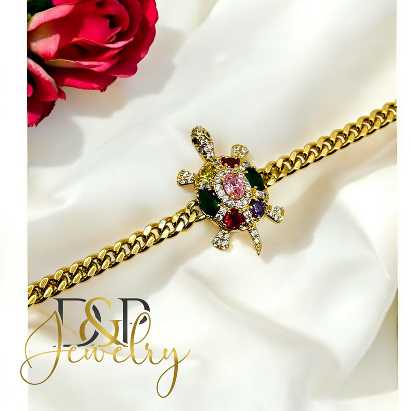 14K MULTICOLOR TURTLE BRACELET BR766