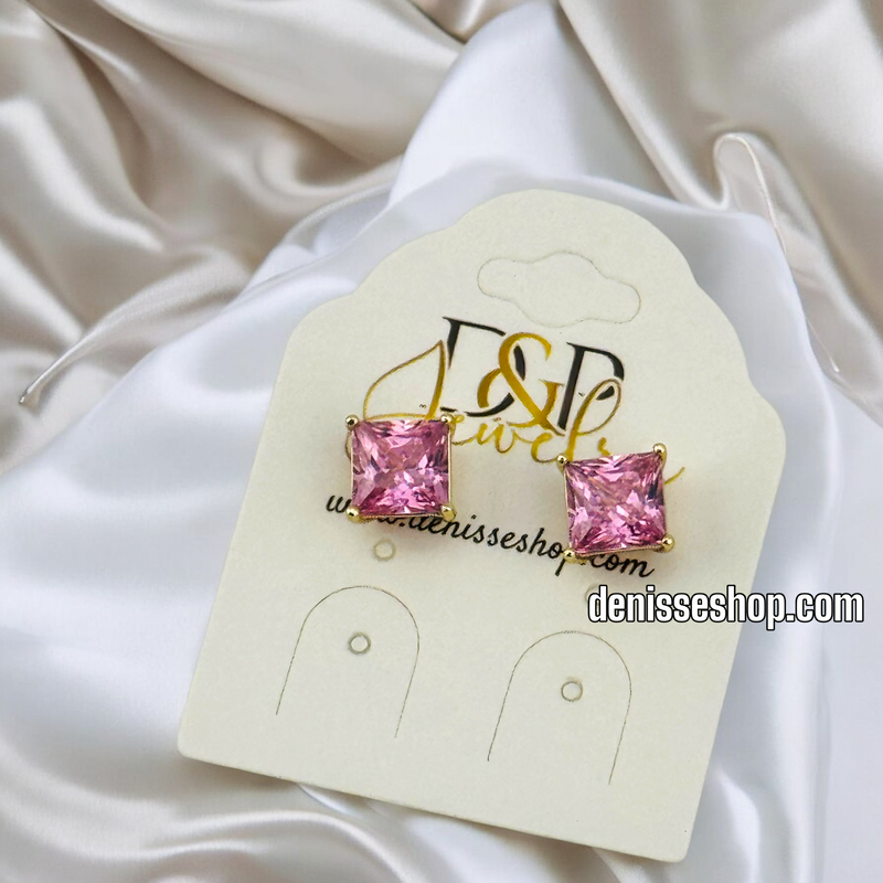 14K PINK ZIRCONIA STUB EARRING E719