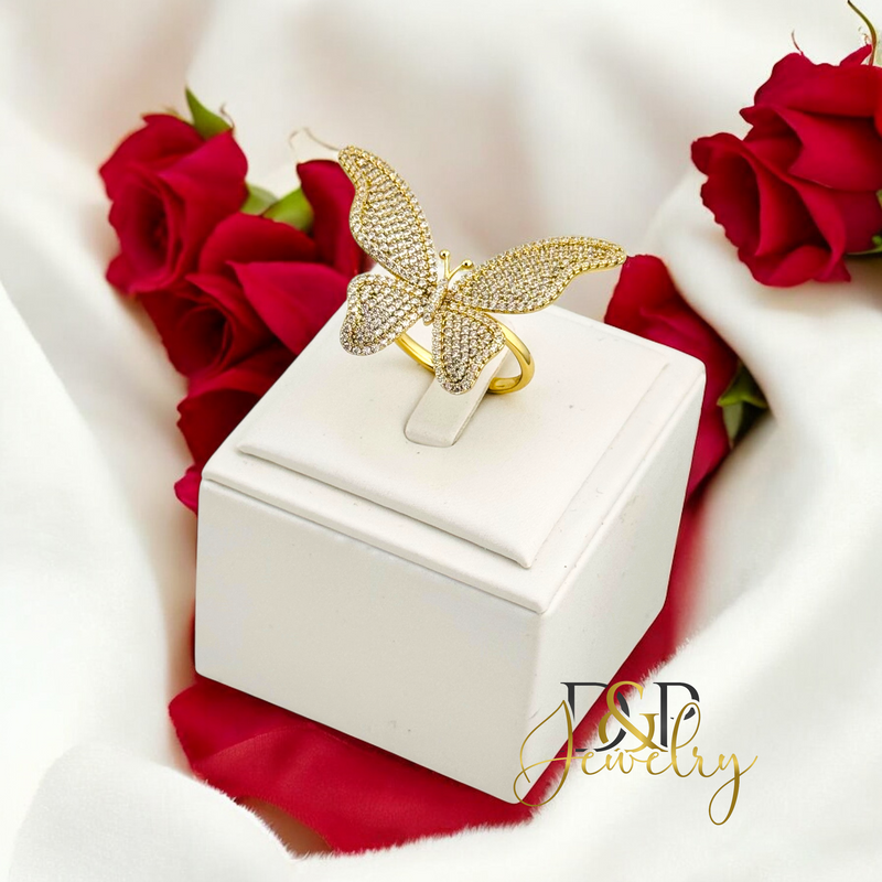 14K ADJUSTABLE BUTTERFLY RING RG373