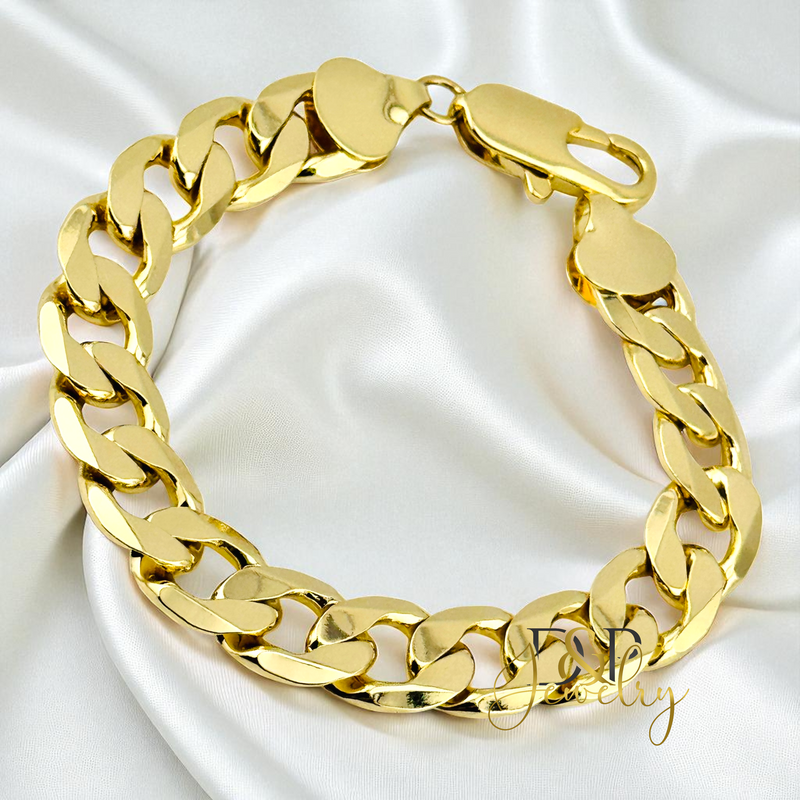 14K  MEN CUBAN 12MM 8" BRACELET 8&