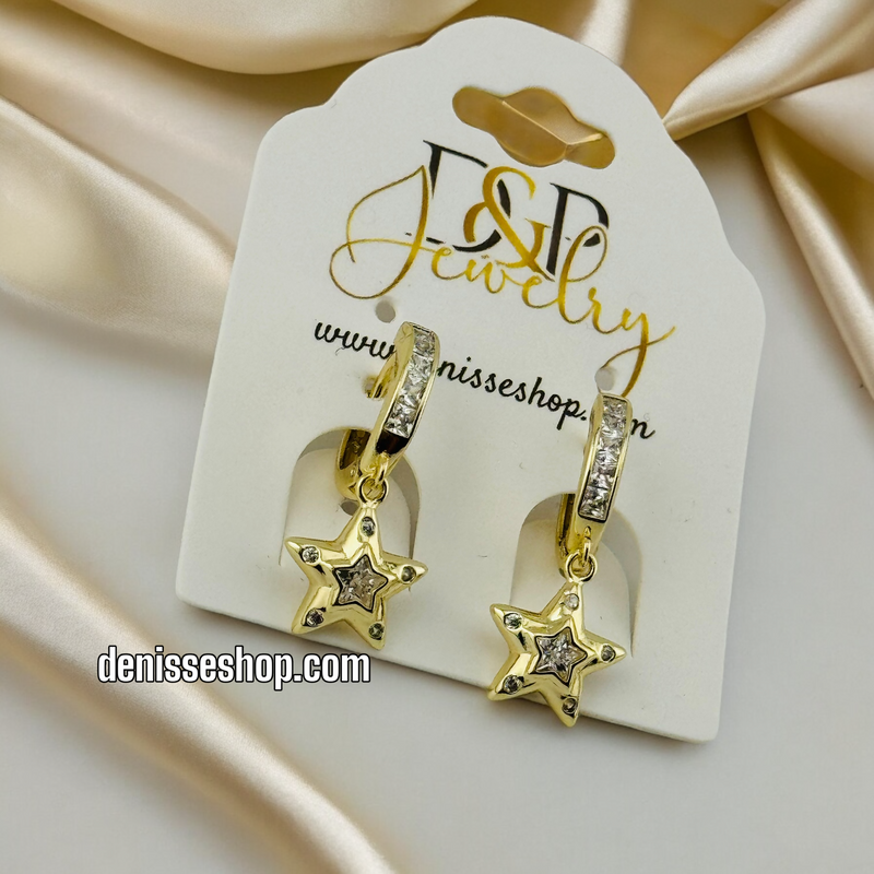 14K STAR GOLD HOOPS HP404