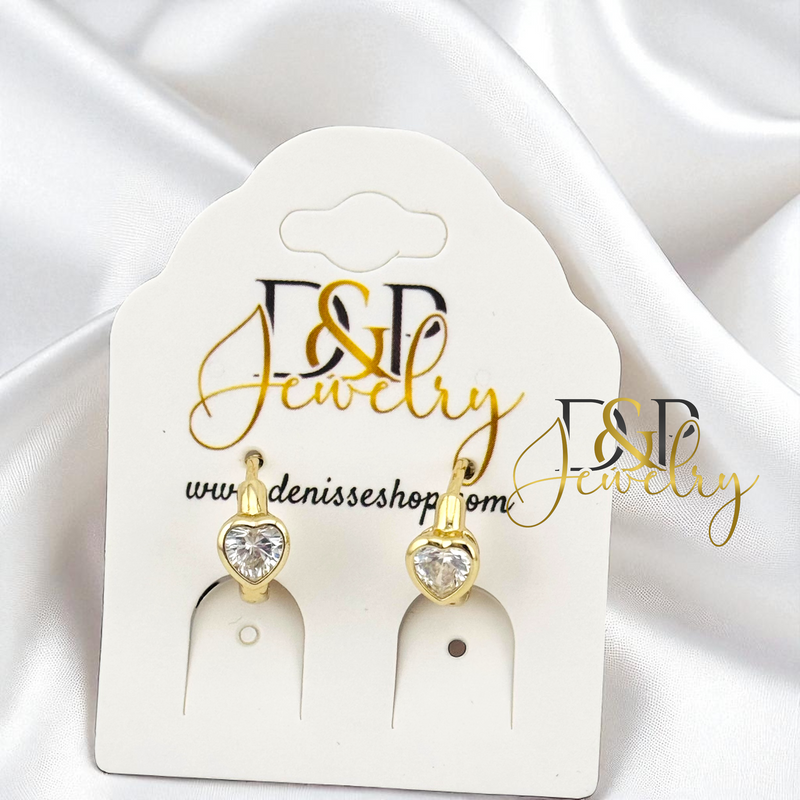 14K SMALL HEART HOOP EARRING HP786